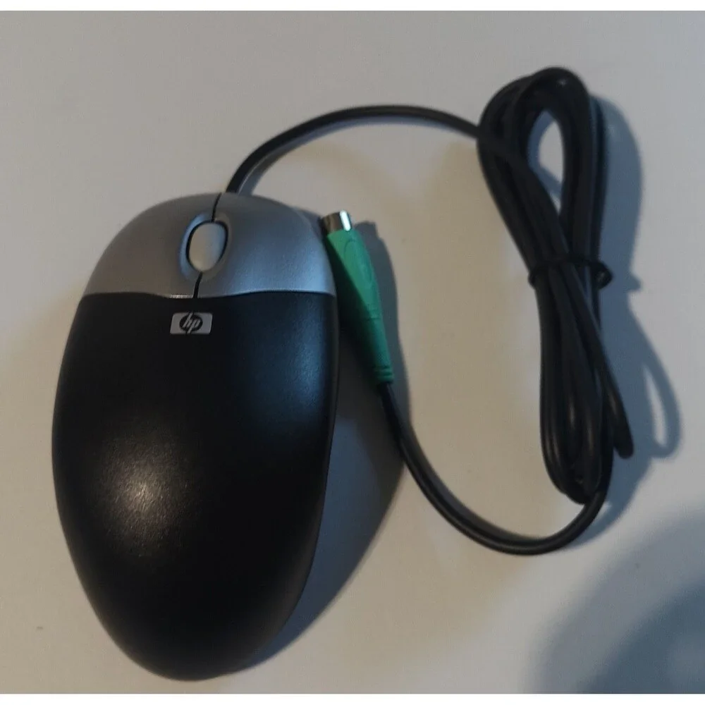Genuine HP M-SBF96 Silver/Black Three Button PS/2 Optical Scroll Wheel Mouse